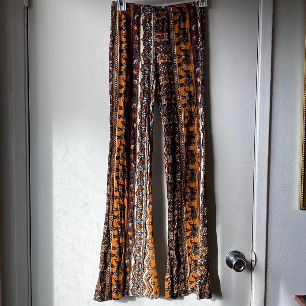Stretchy comfy boho print flared pants